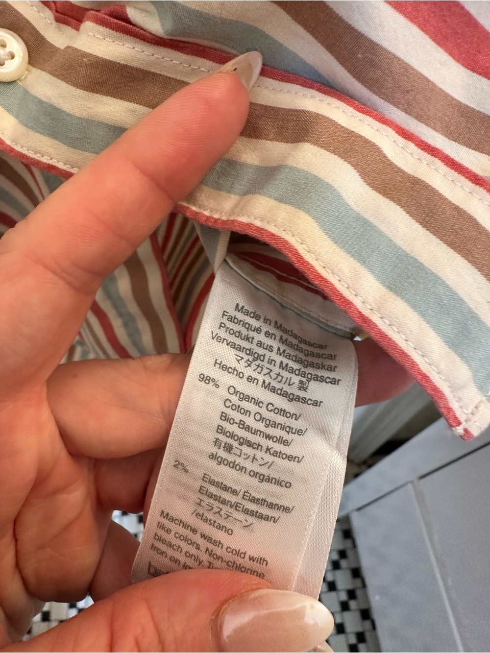 Classic J Crew Striped Button-Down Shirt — Red & Blue - Picture 5 of 5